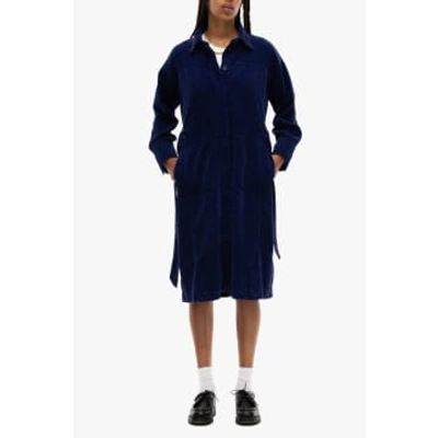 Our Sister Navy Composition Corduroy Dress In Blue
