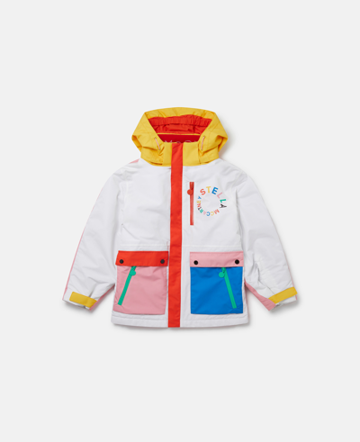 Stella Mccartney Babies' Colourblock Hooded Ski Jacket In Multicolour