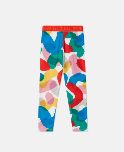 Stella Mccartney Kids' Smudge Print Leggings In Multicolour