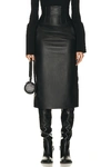 Chloé High Waist Corseted Napa Leather Midi Skirt In Black