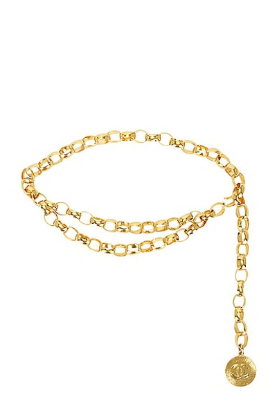 Pre-owned Chanel Sunburst Double Chain Belt In Gold