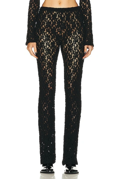 Chloé Black Flare Trousers With Elastic Waistband In Floreal Lace Woman