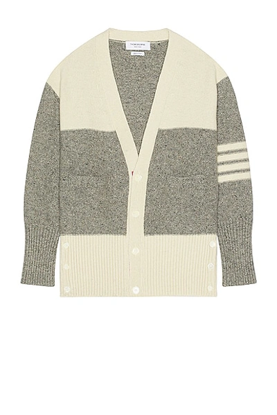 Thom Browne Reversed Jersey Oversized Cardigan In Light Grey
