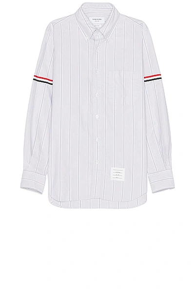 Thom Browne Stripe Oxford Armband Straight Fit Shirt In Grey