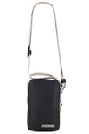 Jacquemus Compact Vertical Bag With Adjustable Strap In Black