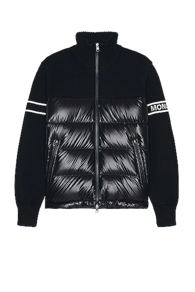 Moncler Wool Quilted Down Jacket In Blue