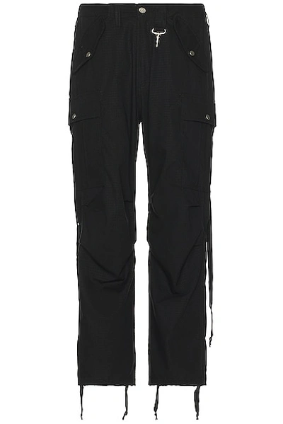 Reese Cooper Cotton Ripstop Wide Leg Cargo Pant In Black