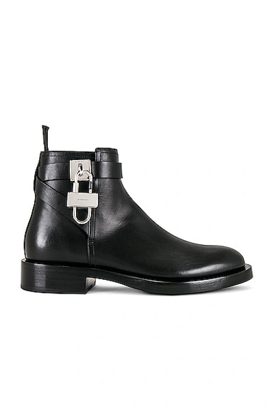 Givenchy Lock Black Leather Ankle Boots