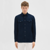Theory Irving Corduroy Snap Regular Fit Shirt In Baltic