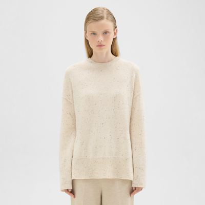 Theory Karenia Sweater In Donegal Wool-cashmere In Cream Multi