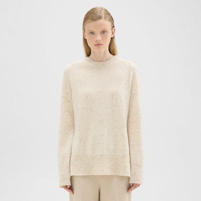 Theory Karenia Jumper In Donegal Wool-cashmere In Cream Multi