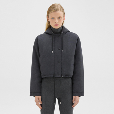 Theory Wool Cropped Parka In Pestle Melange