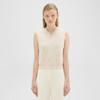 Theory Shrunken Sweater Vest In Donegal Wool-cashmere In Cream Multi