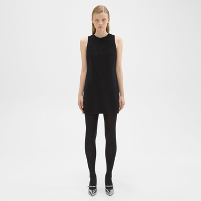 Theory Shift Dress N Double-face Wool-cashmere In Black