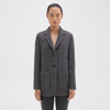 Theory Plaid Elbow Patch Recycled Wool Blend Jacket In Charcoal Multi