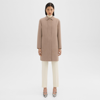 Theory Straight Car Coat In Double-face Wool-cashmere In Palomino