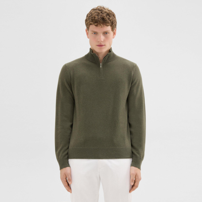 Theory Hilles Quarter-zip Sweater In Cashmere In Uniform