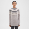 Theory Fair Isle Raglan Wool-blend Pullover Sweater In Lt Grey Mel Multi