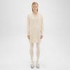Theory Wool-cashmere Short Donegal Sweater Dress In Cream Multi