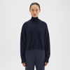 Theory Cropped Turtleneck In Cashmere In Deep Navy