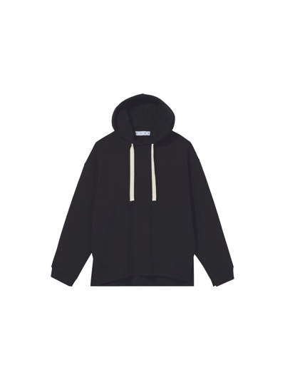 Proenza Schouler White Label Cotton Drawstring Hoodie In Black