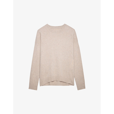 Zadig & Voltaire Cici Star Patch Cashmere Sweater In Avoine