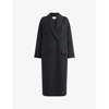 Reiss Womens Charcoal Layah Double-breasted Wool-blend Coat