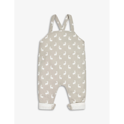 The Little Tailor Babies'  Grey Bunny-print Cotton Dungarees 3-24 Months