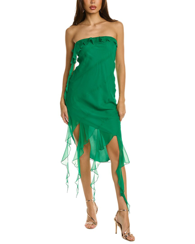 Amanda Uprichard Chelsey Silk Midi Dress In Green