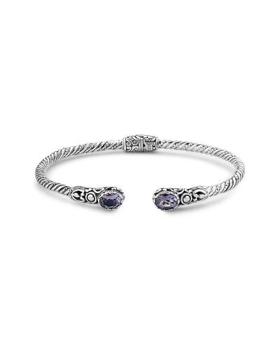 SAMUEL B. SAMUEL B SILVER 1.60 CT. TW. AMETHYST HINGE BANGLE BRACELET