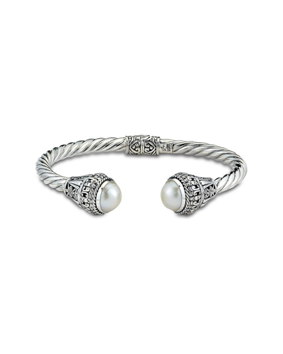 Samuel B. Samuel B Silver Pearl Twisted Cable Bangle Bracelet