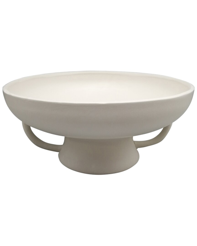 Sagebrook Home 12in Bowl With Handles On Stand In White