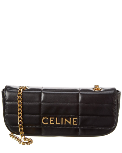 Celine Matelasse Monochrome Leather Shoulder Bag In Black