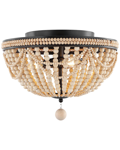 Jonathan Y Dune Wood Bead 15.25in 3-light Led Semi Flush Mount In Bronze