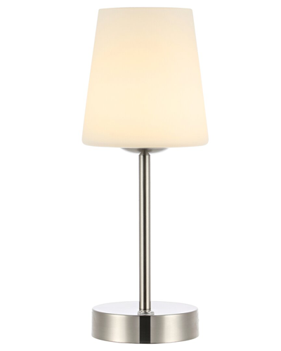 Jonathan Y Carson 12in Modern Iron Rechargeable Integrated Led Table Lamp In Nickel