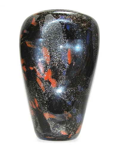 Murano Art Collection European Art Glass Torino Vase In Black