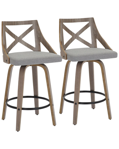 Lumisource Set Of 2 Charlotte Counter Stools In Grey