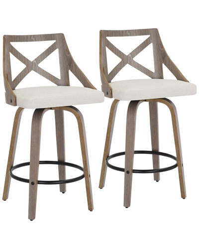 Lumisource Set Of 2 Charlotte Counter Stools In Grey