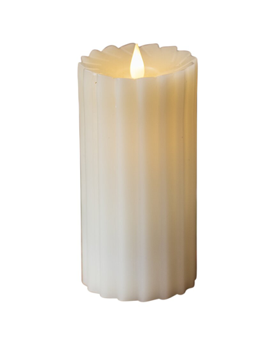 Seasonal Decor Sutton Fluted Motion Flameless Candle 5x11 In Ivory
