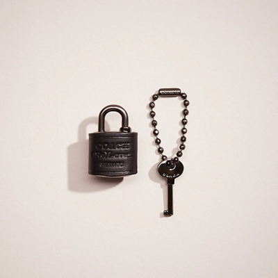 Coach Remade Padlock And Key Bag Charm In Black