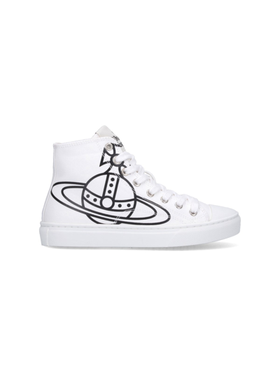 Vivienne Westwood Orb Cotton Canvas High-top Sneakers In White