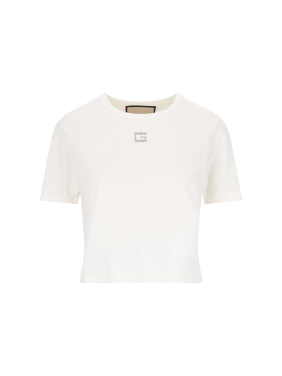 Gucci Cotton Jersey Cropped T-shirt In White