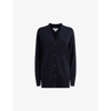 REISS REISS WOMENS NAVY CARLY V-NECK KNITTED CARDIGAN