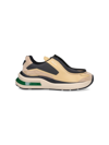 Prada Brushed Leather Sneakers With Bike Fabric And Suede Elements In Beige