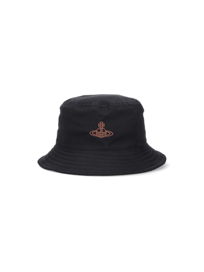 Vivienne Westwood Logo Bucket Hat In Black  
