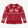 Polo Ralph Lauren Red Cardigan For Baby Girl With Reindeer In Red