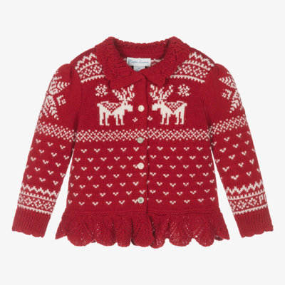 Ralph Lauren Red Cardigan For Baby Girl With Reindeer