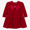 MONNALISA GIRLS RED VELOUR BOW DRESS