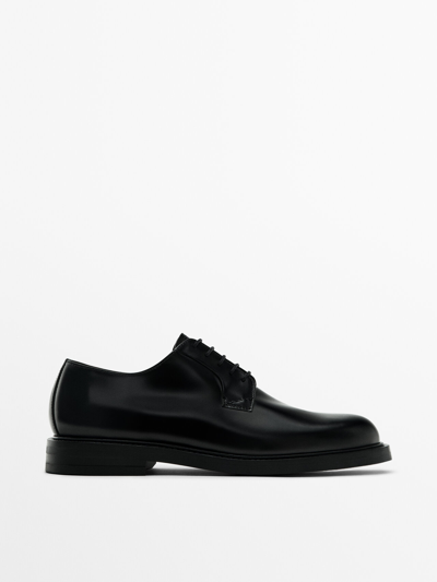 Massimo Dutti Black Leather Derby Shoes