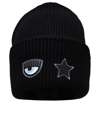 CHIARA FERRAGNI CHIARA FERRAGNI BLACK WOOL BLEND EYESTAR' BEANIE